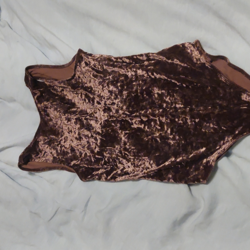 Purple velvet body suit